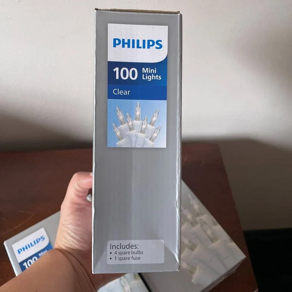 Philips 100-count clear incandescent mini string lights with a white wire - bund - Picture 3 of 6